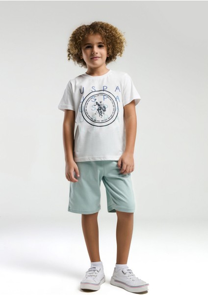 U.S. Polo Assn.. Erkek Çocuk Beyaz Bermuda Takım