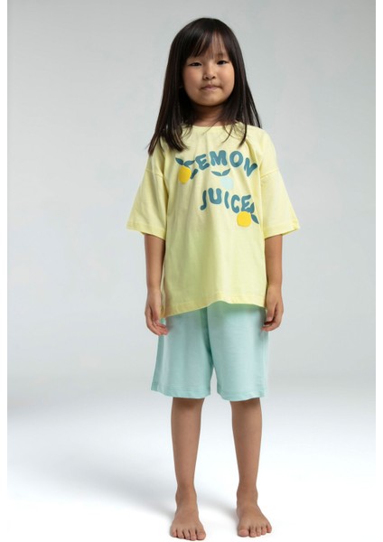 Kız Çocuk Sarı Bermuda Takım