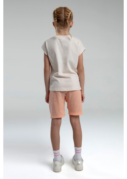 Kız Çocuk Krem Bermuda Takım modelleri