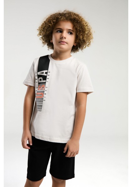 Erkek Çocuk Krem Bermuda Takım