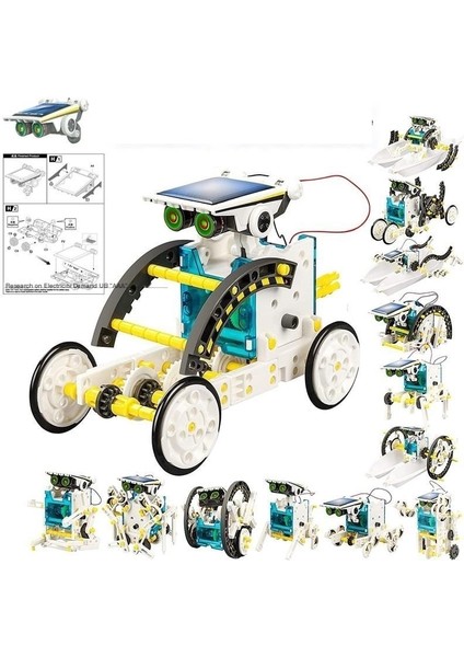 Dıy Montajlı 13'ü 1 Arada Kendinden Kurulumlu Pil Çift Amaçlı Güneş Yapı Taşı Araba Oyuncak Araba 13'ü 1 Arada Akıllı Robot, Hediye (Yurt Dışından)