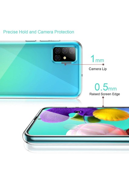 Samsung Galaxy A51 Şeffaf Silikon Kılıf + Cam Ekran Koruyucu Seti (1 CAM 1 KILIF) modelleri