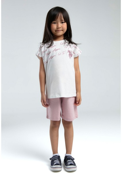 U.S. Polo Assn.. Kız Çocuk Pembe Bermuda Takım