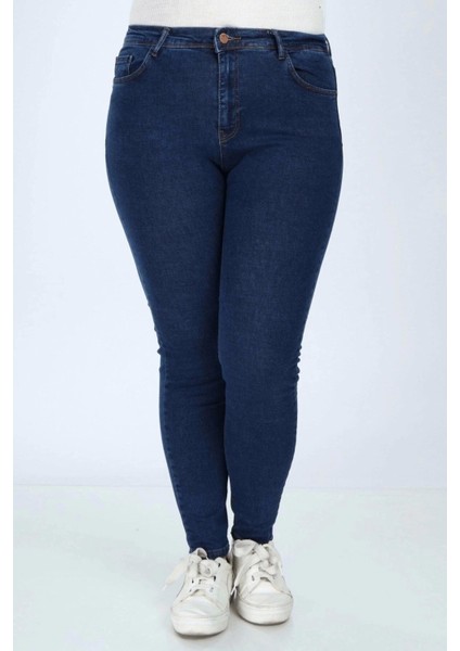 Kadın Büyük Beden Skinny Jeans Lacivert