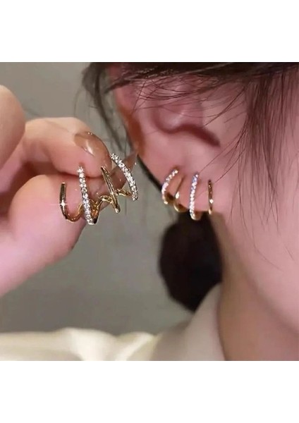 Aurrari Çoklu Premium Zirkon Taşlı Küpe (Yurt Dışından)