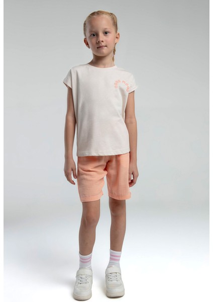 Kız Çocuk Krem Bermuda Takım