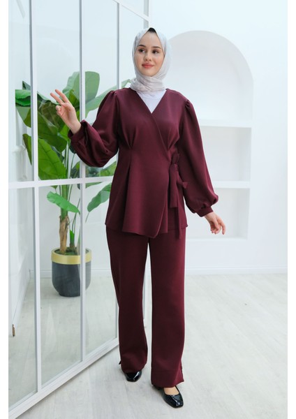 Balon Kol Scuba Kimono Takım Bordo