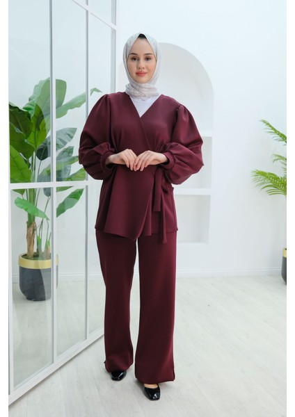 Balon Kol Scuba Kimono Takım Bordo