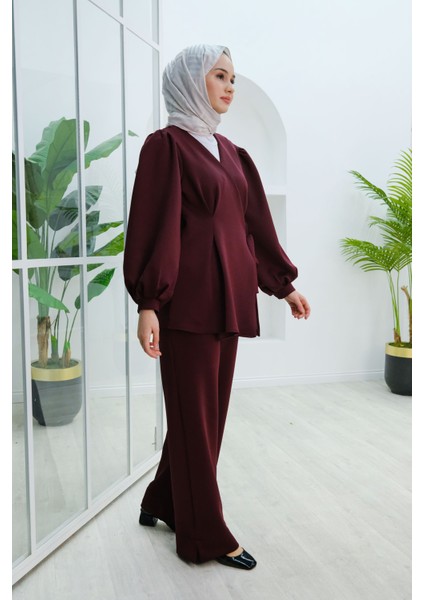 Balon Kol Scuba Kimono Takım Bordo