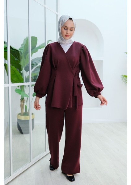 Balon Kol Scuba Kimono Takım Bordo