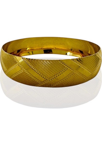 22 Ayar Altın Kaplama 15 mm 62 Boy Hale Modeli 925 Gümüş Bilezik