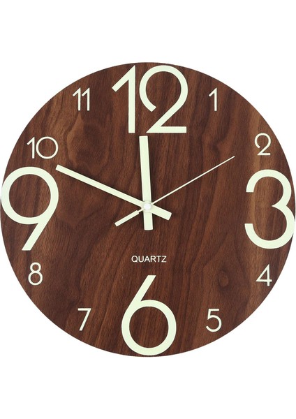 Işıklı Duvar Saati, 12 Inç Ahşap Sessiz Tik Tak Etmeyen Mutfak Saatleri Gece Işıklarıyla Iç/dış Mekan Oturma Odası Yatak Odası Dekoru Çalıştırılabilir Kahverengi (Yurt Dışından)