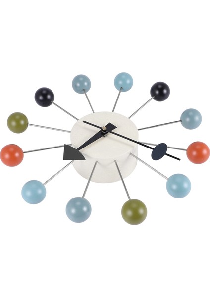 Basit Renkli Top Modern Saat Sanat Simülasyon Spor Dekoratif Şeker Duvar Li Metal + Masif Ahşap (Yurt Dışından)