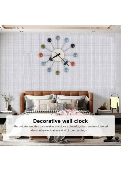 Basit Renkli Top Modern Saat Sanat Simülasyon Spor Dekoratif Şeker Duvar Li Metal + Masif Ahşap (Yurt Dışından) fırsatları