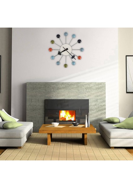 Basit Renkli Top Modern Saat Sanat Simülasyon Spor Dekoratif Şeker Duvar Li Metal + Masif Ahşap (Yurt Dışından) indirimleri