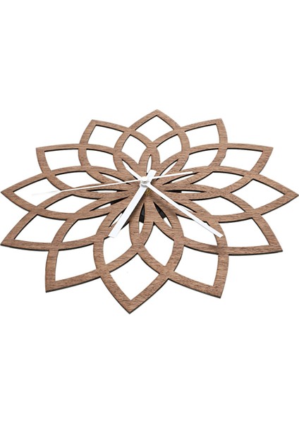 Doğal Şeftali Ahşap Lotus Modern Duvar Saati Moda Çiçek Kütük Kuvars Sessiz-B (Yurt Dışından)