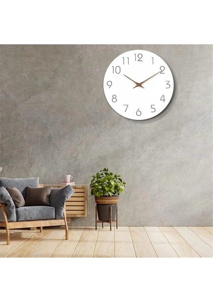 Duvar Saati 12 Inç Sessiz Tik Tak Ahşap Saatler Çalışan Ahşap Beyaz Modern Basit Saat, Mavi (Yurt Dışından) modelleri