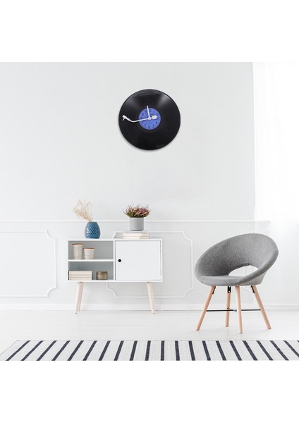 Kuvars Yuvarlak Retro Duvar Saati Sanat Tasarım Mutfak Oturma Odası Ev Dekorasyonu Vinil Plak Mavi + Siyah Plastik (Yurt Dışından) fırsatları