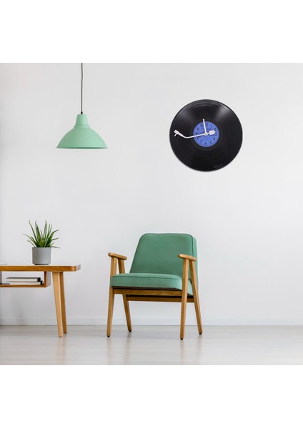 Kuvars Yuvarlak Retro Duvar Saati Sanat Tasarım Mutfak Oturma Odası Ev Dekorasyonu Vinil Plak Mavi + Siyah Plastik (Yurt Dışından) indirimleri