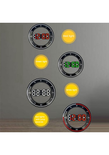 Oturma Odası Duvar Saati 3D LED Taşınabilirekran Zıplayan Saniyeler, Beyaz ve Kırmızı (Yurt Dışından) fırsatları