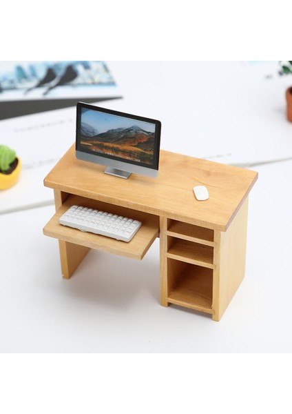 1/12 Mini Ahşap Bilgisayar I Fare ve Klavye Mobilyalı (Yurt Dışından)