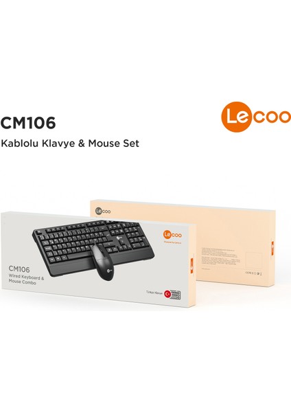 CM106 USB Kablolu Türkçe Q Klavye & Mouse Set Siyah