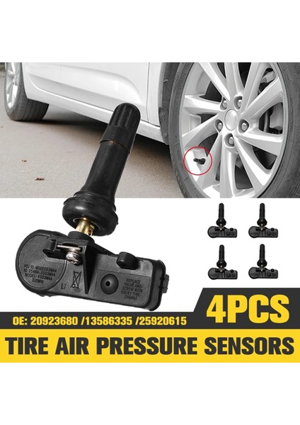 4 Adet 13586335 Araba Lastik Basıncı Monitörü Sensörü 315Mhz Tpms Sistemi İle Uyumlu 20923680 22853741 23445327 (Yurt Dışından)