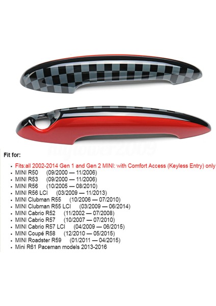 X Kapı Kolu Kapağı Kapağı Abs Mini Jcw One S R55 R56 R57 R58 R59 R61 İle Uyumlu (Yurt Dışından)