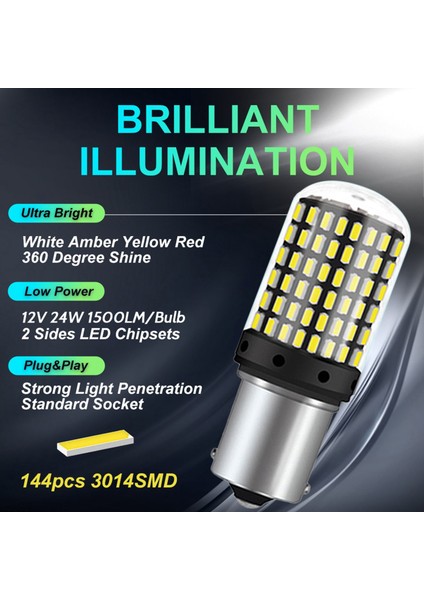 Adet Bau15S Ba15S 1156 P21W Led Canbus T20 W21W 7443 Led Ampul Araba Dönüş Sinyali Ters Park Freni Lambaları 6000K Beyaz 1 (Yurt Dışından)