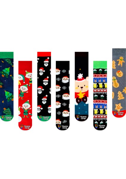 7'li Noel Baba Renkli Çorap Set
