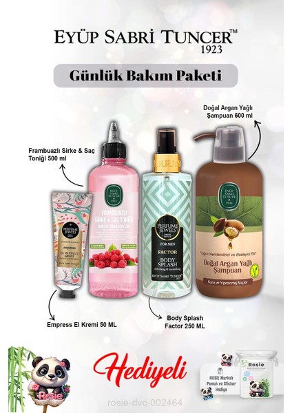 Krem The Empress, Argan Şampuan, Vücut Spreyi Splash Factor, Frambuaz Tonik ve Rosie