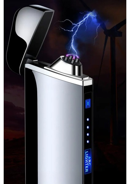 K18 USB Şarjlı 2 Arc Alevsiz Çakmak -New Style