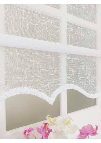 Çiftli Sistem Beyaz Şantuk Desenli Tül ve Stor fırsatları