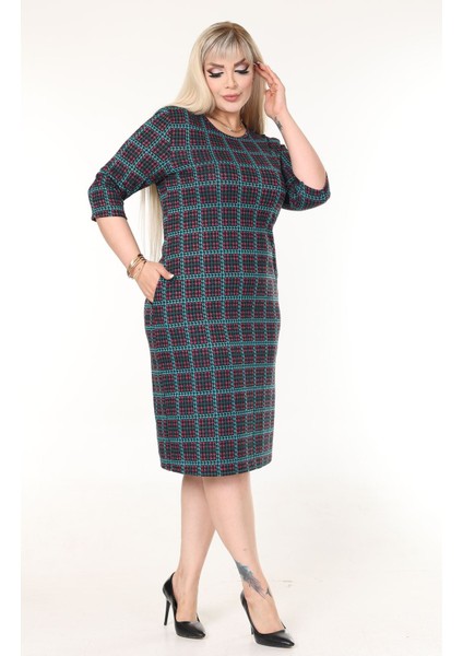 Çift Cepli Kışlık Büyük Beden Esnek Elbise 1A-2633 indirimleri