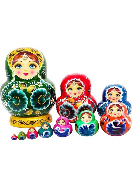 10 Katmanlı Rus Yuvalama Yuvalama Ev Cadılar I I Yeşil (Yurt Dışından) modelleri