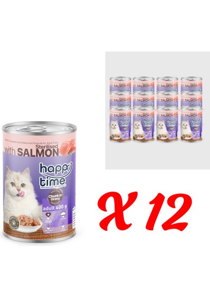 Yetişkin Kediler Için Kısırlaştırılmış Somon Parça Etli Konserve 12X400 gr