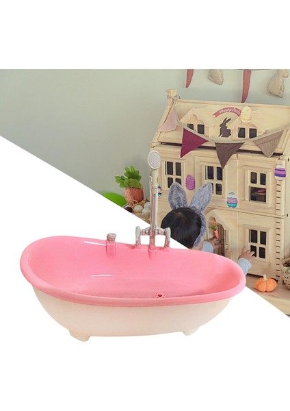 1/6 Dollhouse Minyatür Mobilya Mini Küvet Açık Pembe (Yurt Dışından)