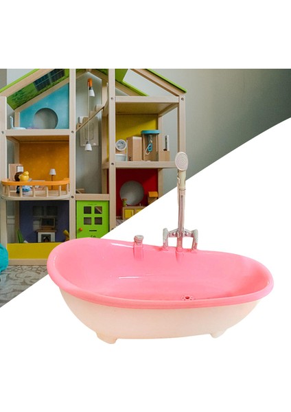 1/6 Dollhouse Minyatür Mobilya Mini Küvet Açık Pembe (Yurt Dışından)