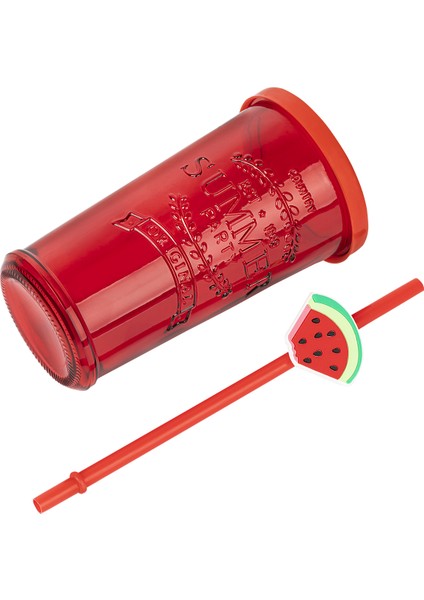 Pipetli Cam Bardak - Karpuz Figürlü