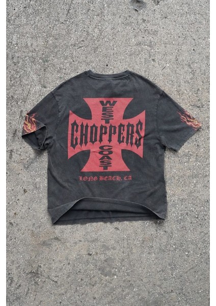 West Coast Choppers \'\' Hot Road\'\' Oversize Yıkamalı T-Shirt