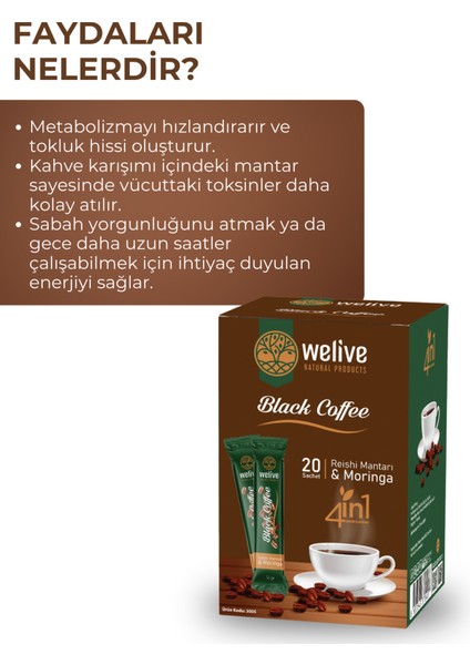 Welıve 4in1 Arada Kahve/ Reishi Mantarı ve Moringa 20 Ad