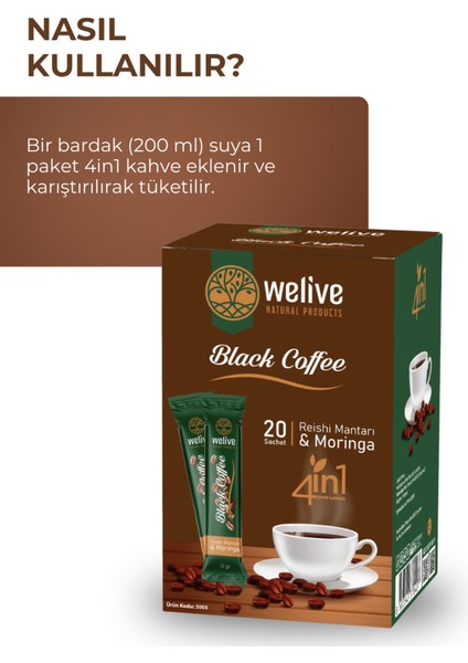 Welıve 4in1 Arada Kahve/ Reishi Mantarı ve Moringa 20 Ad