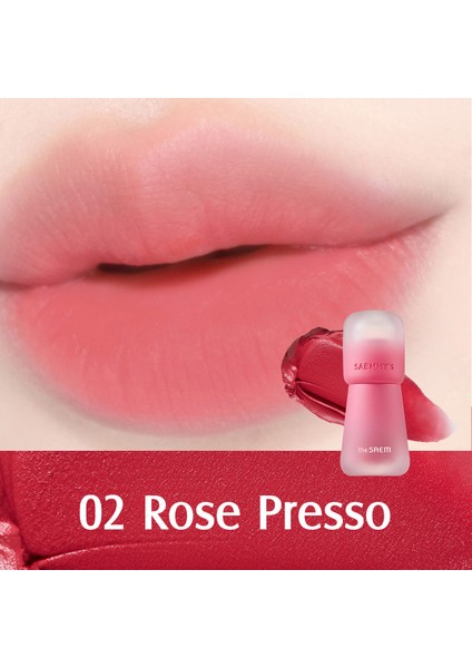 Saemmy's Crema Velvet Tint - Kadife Bitişli, Doğal Görünüm ve Yoğun Renk Sunan Tint - 02 Rose Presso