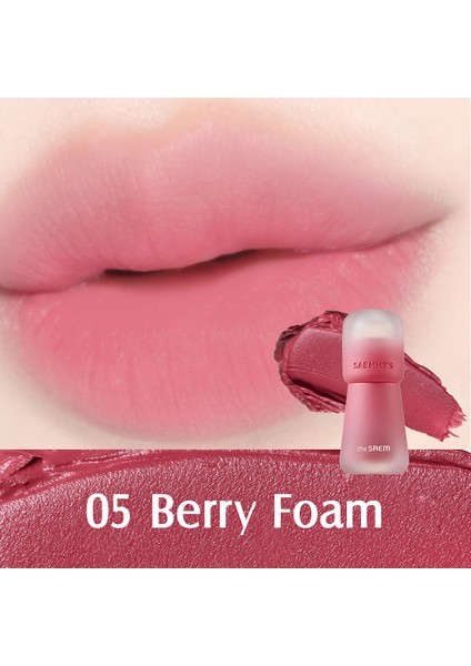 Saemmy's Crema Velvet Tint - Kadife Bitişli, Doğal Görünüm ve Yoğun Renk Sunan Tint - 05 Berry Foam
