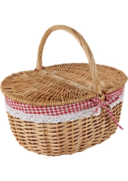 I ve I Hasır Sepeti Park Meyveleri Için Hasır Dokuma Sepet Küçük Kırmızı (Yurt Dışından)