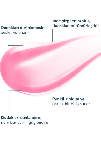 Tripeptit Içeren Nemlendirici Besleyici Ve Dolgunlaştırıcı Çilekli Pembe Renkli Dudak Balmı 15 ml