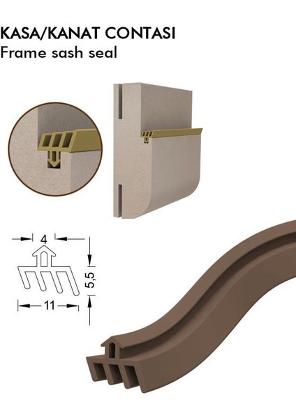 Ahşap Amerikan Panel Kapı Fitili Ahşap Kapı Contası Beyaz 25 Metre Ortadan Trınaklı