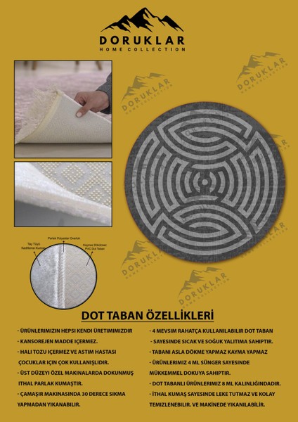 Kaymaz Taban Yıkanabilir Dijital Baskı Dekoratif Modern Desenli Maze Serisi Dot Taban Halı MZ08