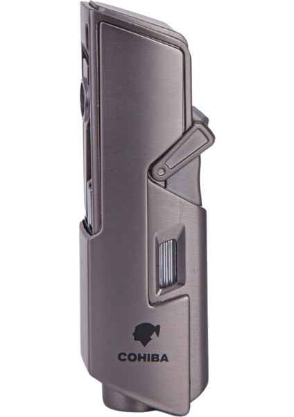 Tek Torch Pürmüz Gunmetal Dahili Delici & Iğne Metal Puro Çakmağı