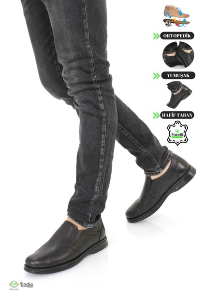 Erkek Ortopedik Bağcıksız Deri Ayakkabı F4M/CM6921